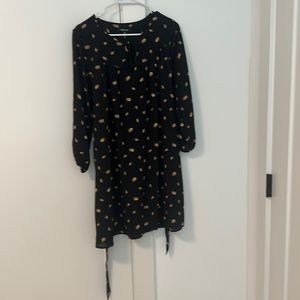 Madewell Longsleeve Black with Gold Flowers Dress S